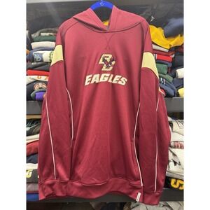 Vintage Y2K Boston College‎ red yellow polyester embroidered pullover Hoodie